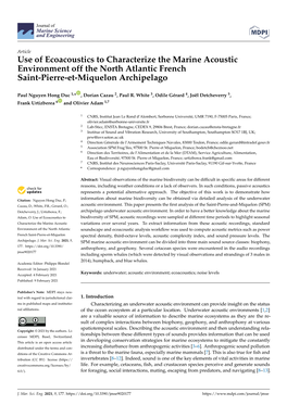 Use of Ecoacoustics to Characterize the Marine Acoustic Environment Off the North Atlantic French Saint-Pierre-Et-Miquelon Archipelago