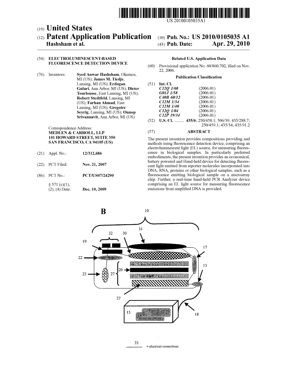 (12) Patent Application Publication (10) Pub. No.: US 2010/0105035 A1 Hashsham Et Al