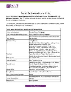 Brand Ambassadors in India