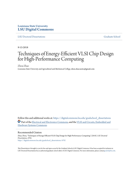 Techniques of Energy-Efficient VLSI Chip Design for High-Performance