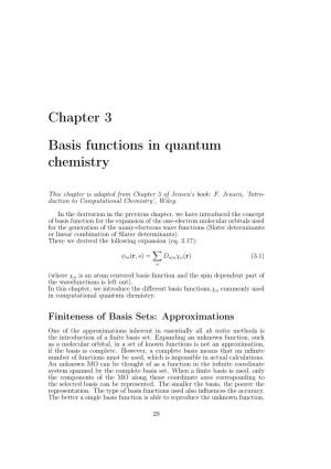 Chapter 3 Basis Functions in Quantum Chemistry