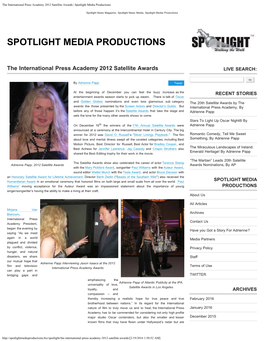 The International Press Academy 2012 Satellite Awards | Spotlight Media Productions