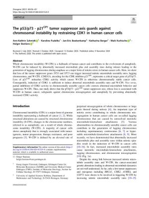 The P53/P73 - P21cip1 Tumor Suppressor Axis Guards Against Chromosomal Instability by Restraining CDK1 in Human Cancer Cells