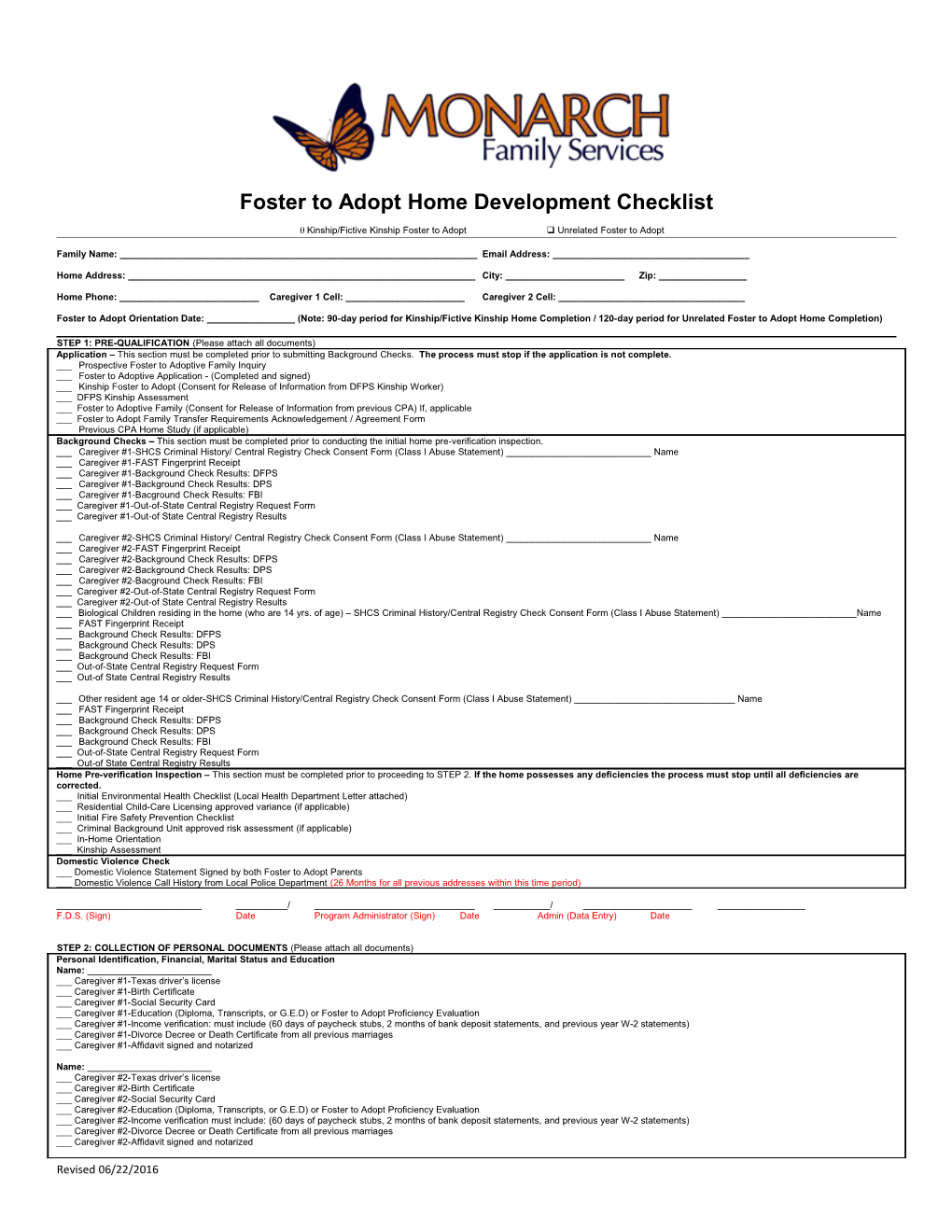 Cps Policy Home Study Review and Checklist (1/06)