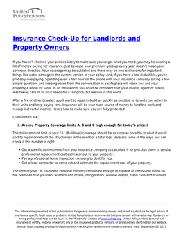 Insurance Check-Up for Landlords and Property Owners