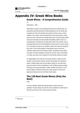 Appendix IV: Greek Wine Books Greek Wines - a Comprehensive Guide 217 Geoff Adams - 2002