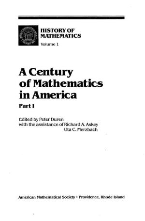 A Century of Mathematics in America Parti