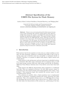 Abstract Specification of the UBIFS File System for Flash Memory