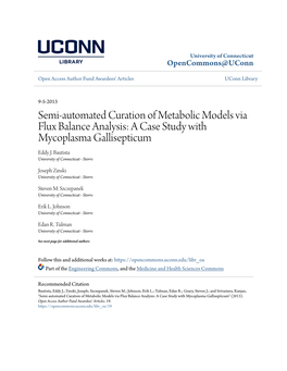 Semi-Automated Curation of Metabolic Models Via Flux Balance Analysis: a Case Study with Mycoplasma Gallisepticum Eddy J