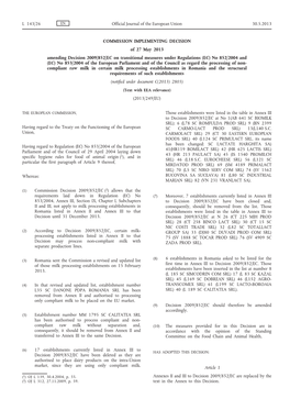 Commission Implementing Decision of 27 May 2013 Amending