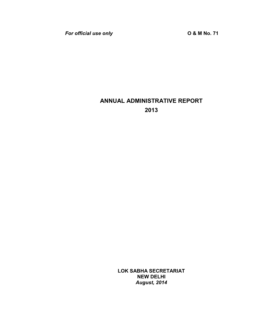 Annual Administrative Report 2013