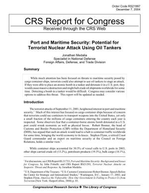 Potential for Terrorist Nuclear Attack Using Oil Tankers