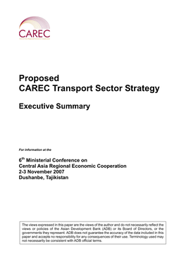Proposed CAREC Transport Sector Strategy