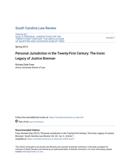 Personal Jurisdiction in the Twenty-First Century: the Ironic Legacy of Justice Brennan