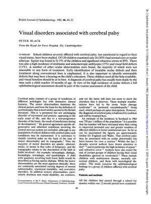 Visual Disorders Associatedwith Cerebral Palsy