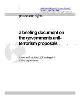 Briefing Document on the Government's Anti-Terror Proposals