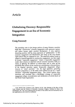 Responsible Engagement in an Era of Economic Integration