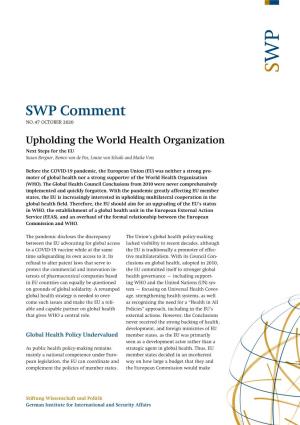 Upholding the World Health Organization. Next Steps for the EU
