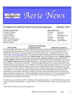 The Eagles Aerie Publication of the U•S Airways Soaring Eagles September 2018