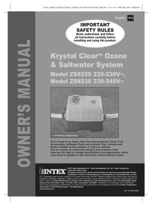 Krystal Cleartm Ozone & Saltwater System