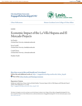 Economic Impact of the La Villa Hispana and El Mercado Projects Ira Demko Cleveland State University, I.Demko@Csuohio.Edu