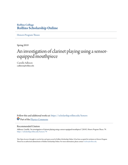 An Investigation of Clarinet Playing Using a Sensor-Equipped Mouthpiece" (2019)