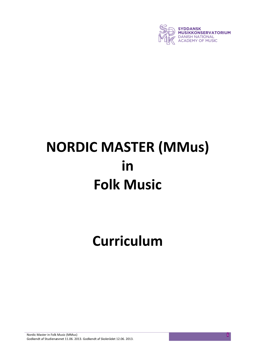 NORDIC MASTER (Mmus) in Folk Music
