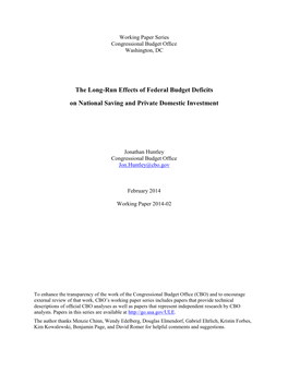 The Long-Run Effects of Federal Budget Deficits on National Saving
