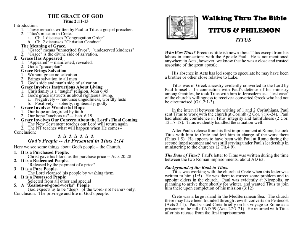 Walking Thru the Bible TITUS & PHILEMON