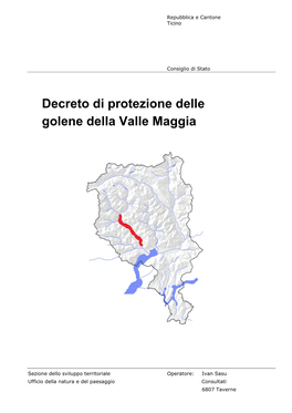 Decreto Di Protezione Delle Golene Della Valle Maggia