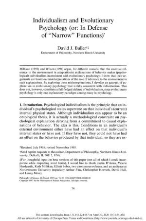 Individualism and Evolutionary Psychology 75