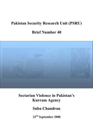 Sectarian Violence in Pakistan's Kurram Agency
