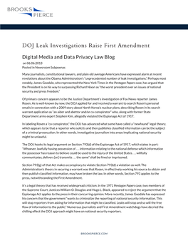 DOJ Leak Investigations Raise First Amendment