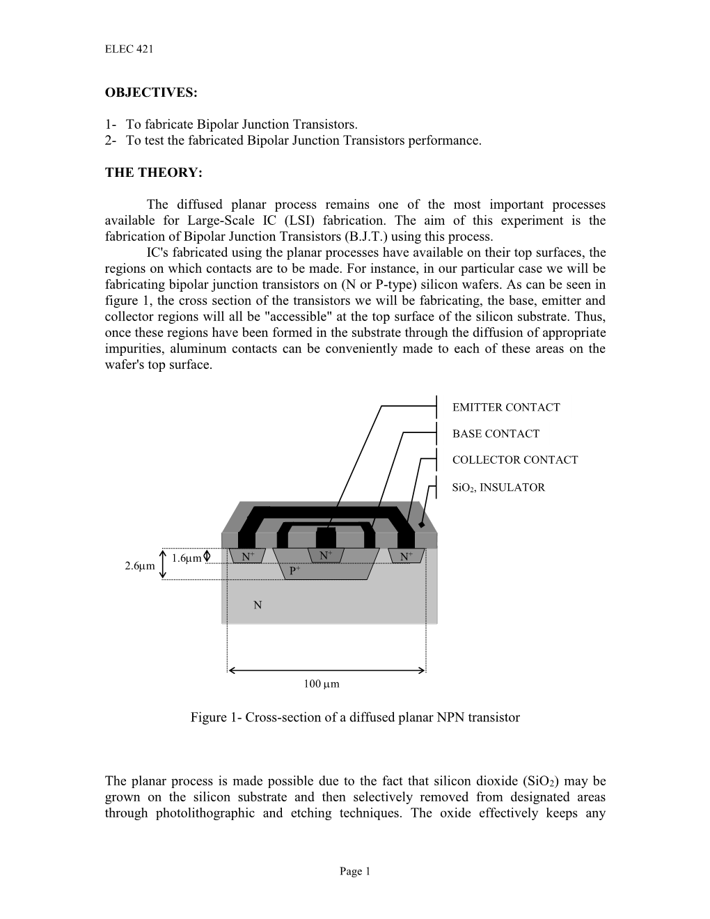 OBJECTIVES: 1- to Fabricate Bipolar Junction Transistors. 2