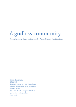 A Godless Community an Exploratory Study on the Sunday Assembly and Its Attendees