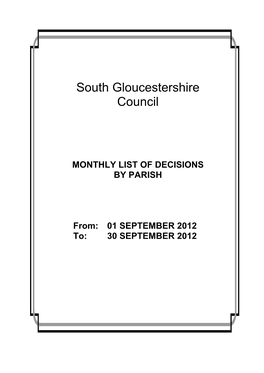 Monthly List of Decisions by Parish