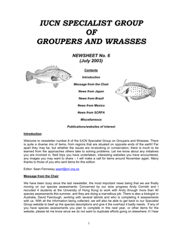 Iucn Specialist Group of Groupers and Wrasses