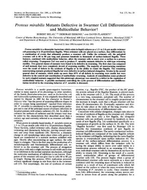 Proteus Mirabilis Mutants Defective in Swarmer Celldifferentiation