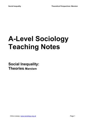 Social Inequality: Theories: Marxism
