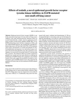Effects of Icotinib, a Novel Epidermal Growth Factor Receptor Tyrosine Kinase Inhibitor, in EGFR-Mutated Non-Small Cell Lung Cancer
