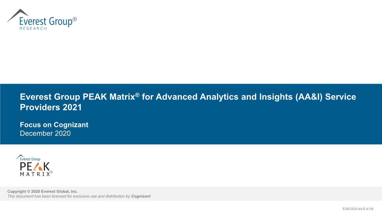 Everest Group PEAK Matrix for Advanced Analytics & Insights