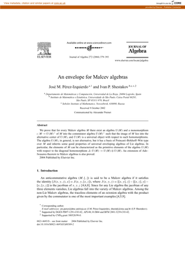 An Envelope for Malcev Algebras