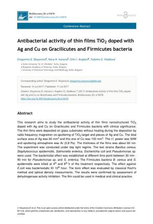 Antibacterial Activity of Thin Films Tio Doped with Ag And