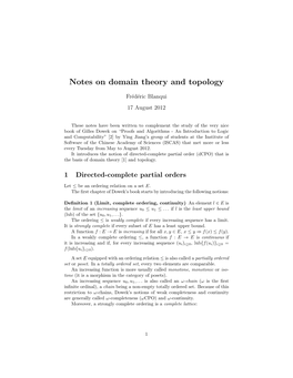 Notes on Domain Theory and Topology