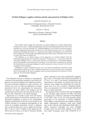 Triclinic Feldspars: Angular Relations and the Representation of Feldspar