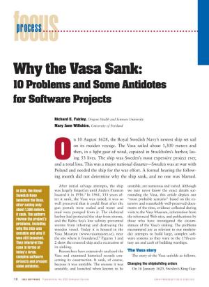 Why the Vasa Sank: 10 Problems and Some Antidotes for Software Projects