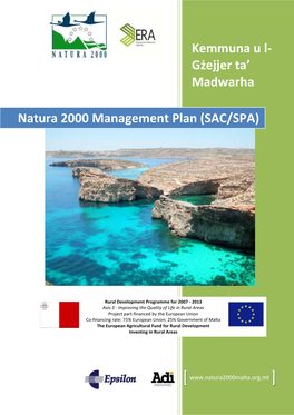 Kemmuna U L- Gżejjer Ta' Madwarha Natura 2000 Management Plan