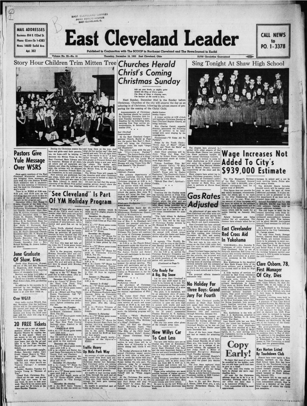 (East Cleveland, Ohio), 1952-12-18