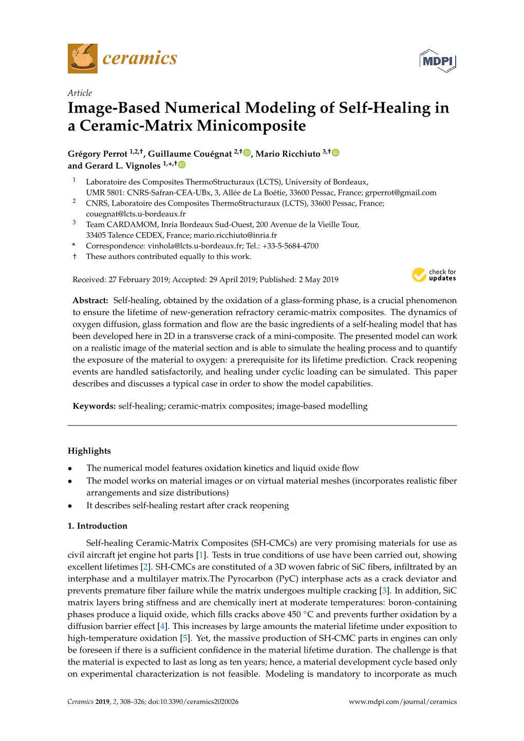 Image-Based Numerical Modeling of Self-Healing in a Ceramic-Matrix Minicomposite