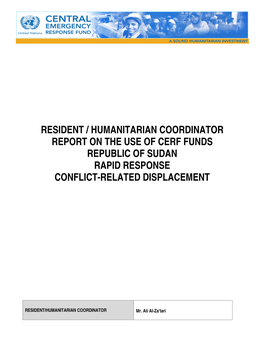 Sudan Rapid Response Conflict-Related Displacement